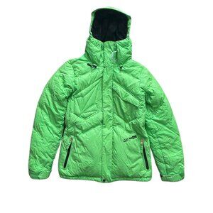 Volcom Thermonite Verified Down Jacket Small Green Insulated Snowboard Ski Coat